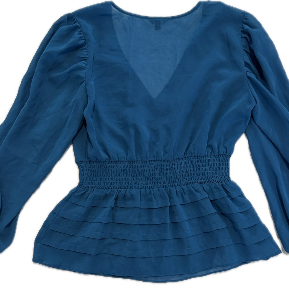 Guess Teal V-Neck Blouse Sz Small - Picture 2 of 9